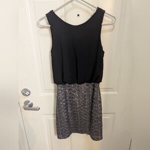 Chic Black and Silver Midi Dress